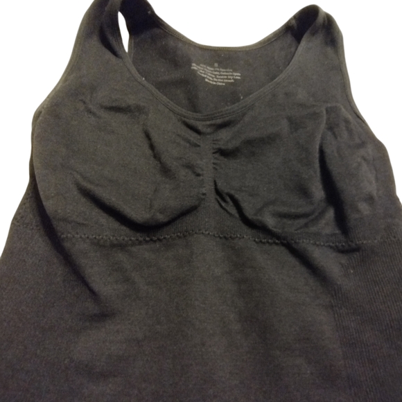 2/$10 EUC fitted elastic tank top with bra - undergarment - black - Picture 2 of 6